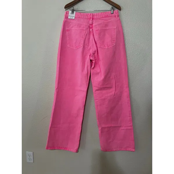 Zara the boogie pant super wide leg mid-rise full length Jeans PINK NEW 40 US8 - Image 6