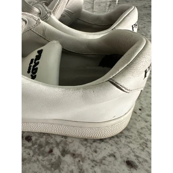Prada white leather womens sneakers shoes 35 USED - Image 7