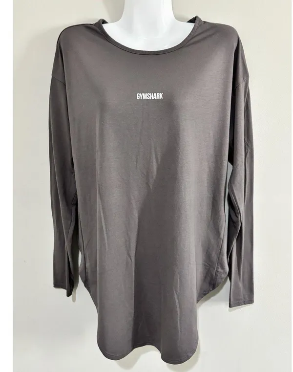GymShark Open Back Ark Long Sleeve Shirt Women’s Medium Athletic Gray Top - Image 9