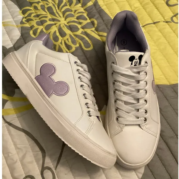 Disney Mickey Mouse Character Court Ladies' Sneakers Lavender Sz 8 - Image 2