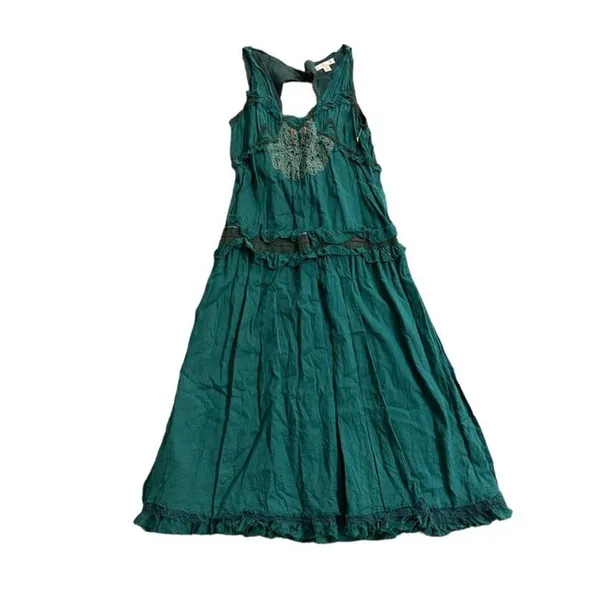 Urban Outfitters Lux Victorian Steampunk Green Midi Dress Size 5 - Image 3