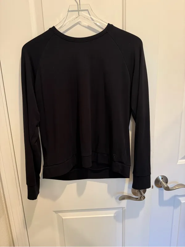 COZY EARTH Women’s Brushed Bamboo Cotton Crewneck Pullover Top Black - Image 2