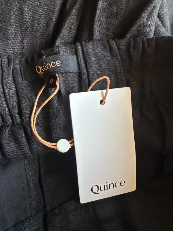 NWT Quince 100% European Linen Pleated Trouser black size 8 - Image 3