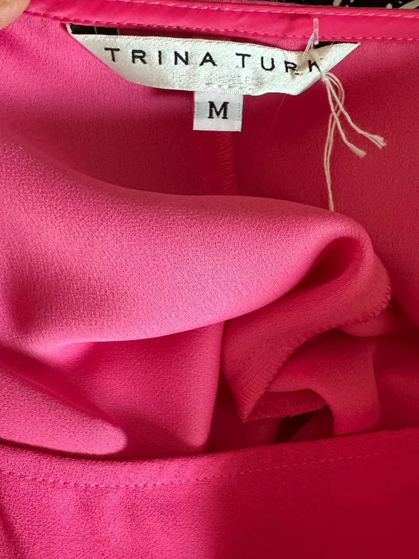 Trina Turk Coraline Hot Pink Barbiecore Blouson Sleeve Tunic Top M - Image 6