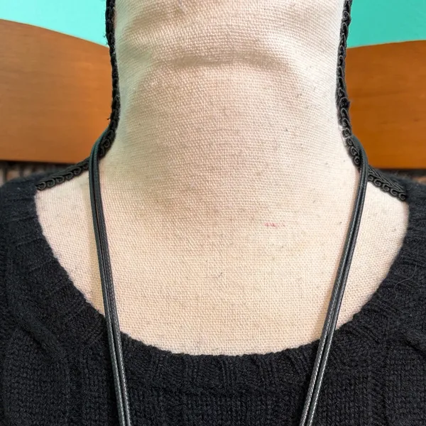 Classic Black Cashmere Cable Knit Sweater Size M - Image 2