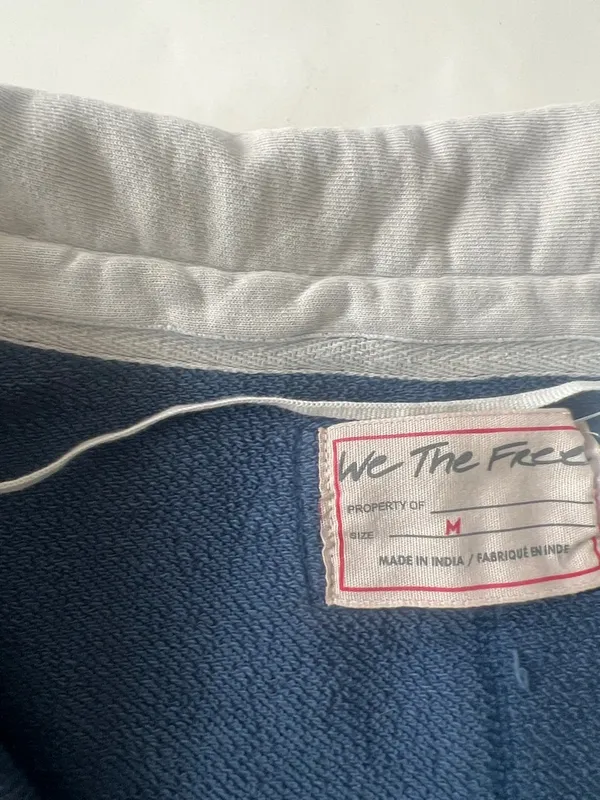 Free People x We The Free Clean Prep Polo Pullover Sweater Top Blue White Medium - Image 7