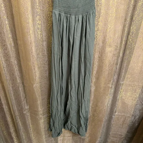 Young, Fabulous & Broke Olive Green Smocked Faux Wrap Maxi Dress Small - Image 8