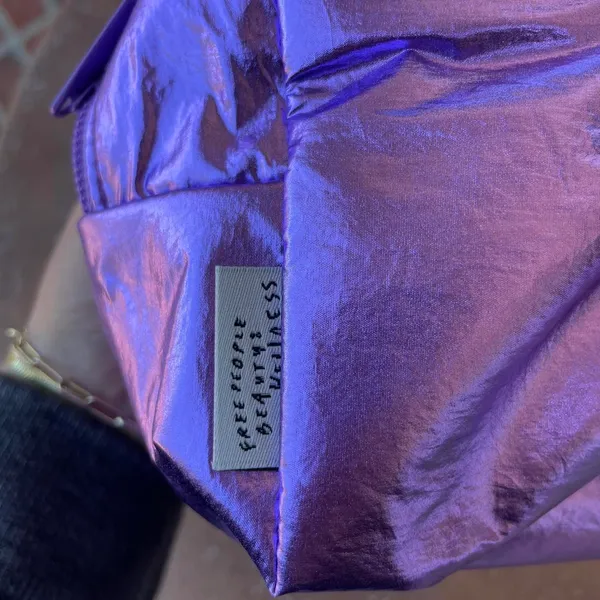 Free People New purple metallic make up/ toiletry bag - Image 5