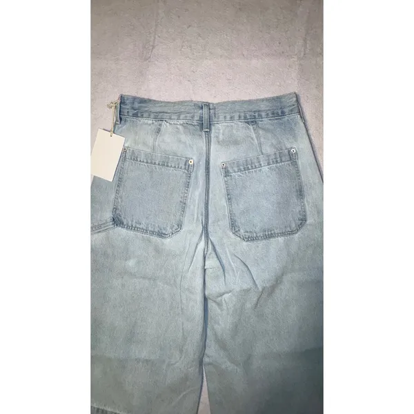 Etica Wide Leg Crop Jeans Light Wash Button Fly Carpenter Style Size 29‎ - Image 11
