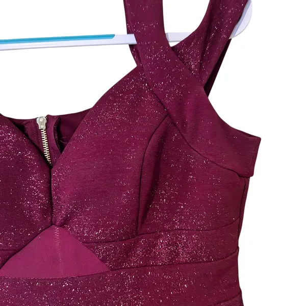 Honey and Rosie VTG Formal Short Dress Burgundy Bling SZ LG Mesh Y2K Baby Doll - Image 3