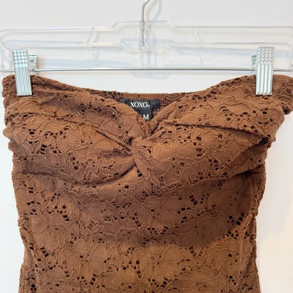 Vintage XOXO Y2K Twist Knot All Lace‎ Tube Top Medium Chocolate Brown 90s Indie - Image 2