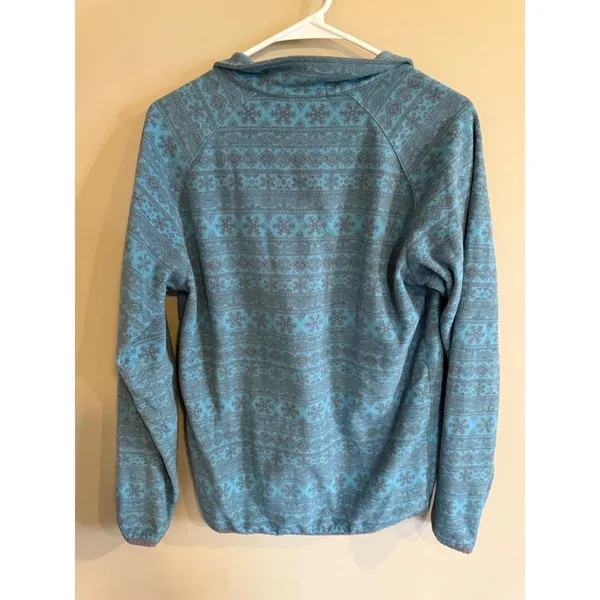 Southern Marsh Women's Pullover Fleece Sweatshirt Teal Gray Fair Isle Print‎ - Image 2