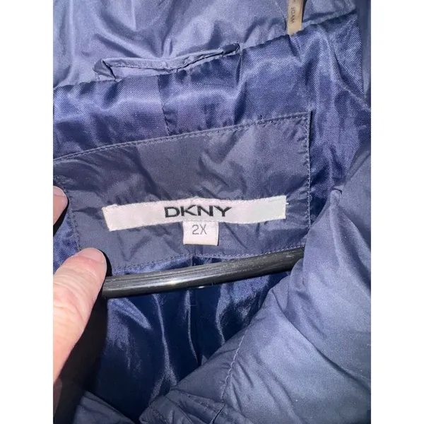 DKNY Navy puffer down 3/4 length coat with belt size 2x * - Image 10