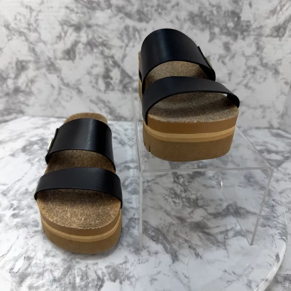 Reef Cushion Vista Higher Platform Slide Sandals Size 7.5 Black Arch Support - Image 4