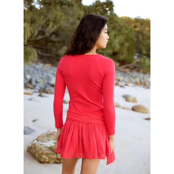 Free People Lexi Drop Waist Mini Dress High Risk Red M - Image 4