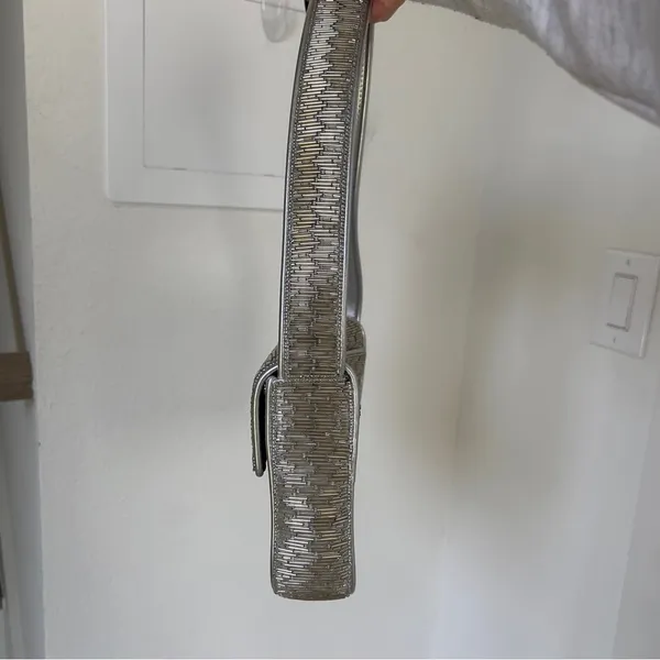 Staud Tommy Shoulder Beaded Bag in Silver - Image 6