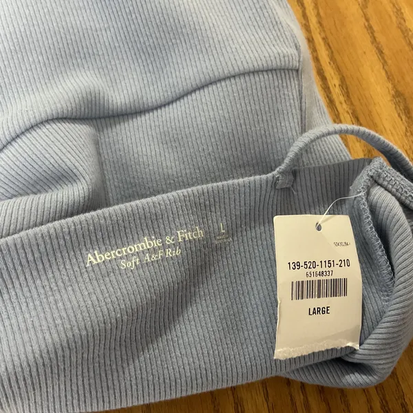 Abercrombie & Fitch Soft A&F Rib Twist Open Back Bodysuit Light Blue Large - Image 4
