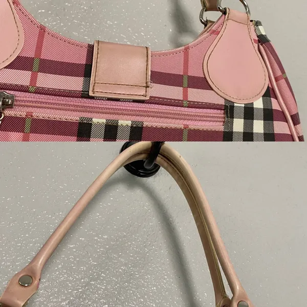 Vintage Y2K Pink Plaid Shoulder Bag Buckle 2000s Preppy Feminine Retro Girly - Image 6