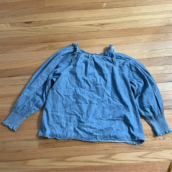 Old Navy Chambray Peasant Top Womens XXL Blue Boho Cottagecore Western Cotton - Image 8