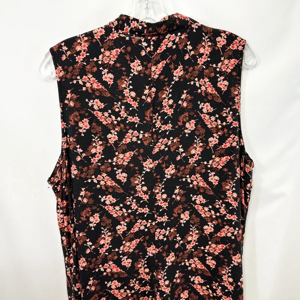 VTG Basic Editions Dress Size 10/12 Black Floral Sleeveless 90s Y2K Modest‎ 1767 - Image 7