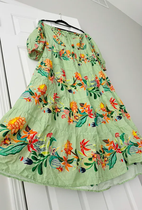 Farm Rio Off-The-Shoulder Tiered Floral Maxi Dress, Size M - Image 8