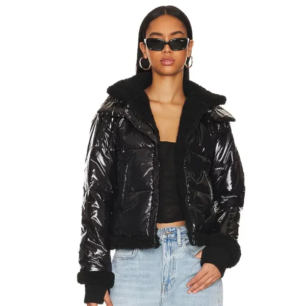 NWT STEVE MADDEN Antonia Jacket In Black Faux Fur Lined - Image 3