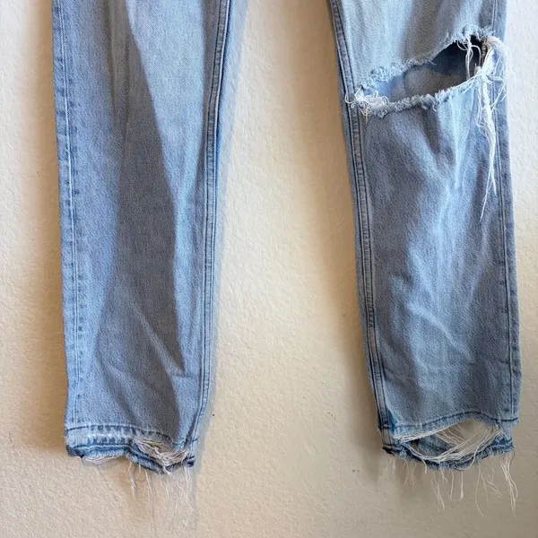 REFORMATION Stevie Ultra High Rise Straight Tahoe Raw Hem Denim Jeans Womens 26 - Image 7