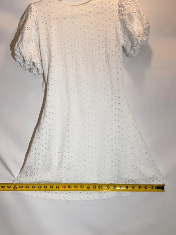 Free People Apricot Rose Sky Blue Puff Sleeve Ruffle Mini Dress Size XS - Image 9
