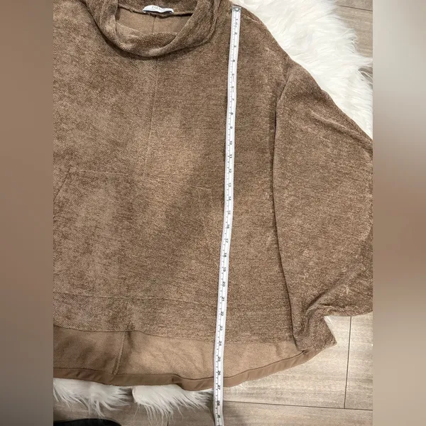Zara Turtleneck Poncho Textured Brown Knitwear Size M - Image 2