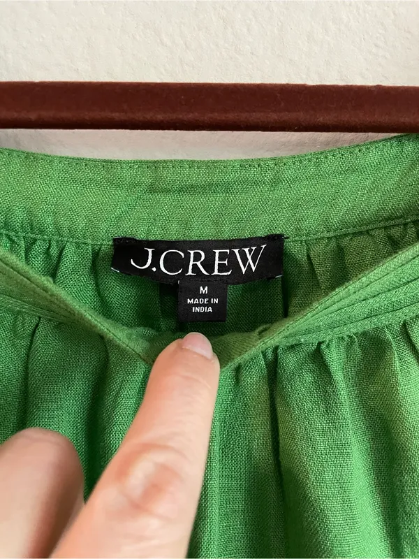 J. Crew Summer Moss Linen Sailor Square Neck Top Size Medium - Image 3