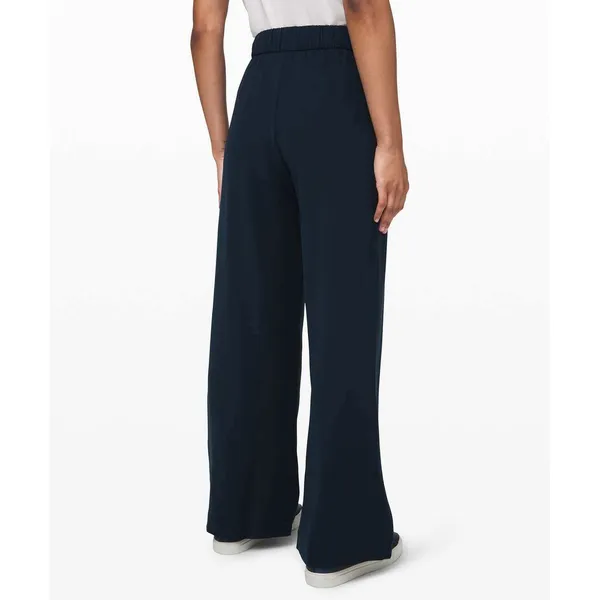 Lululemon Noir Pant True Navy High Rise Wide Leg Tie Waist Trousers Size 6 - Image 3