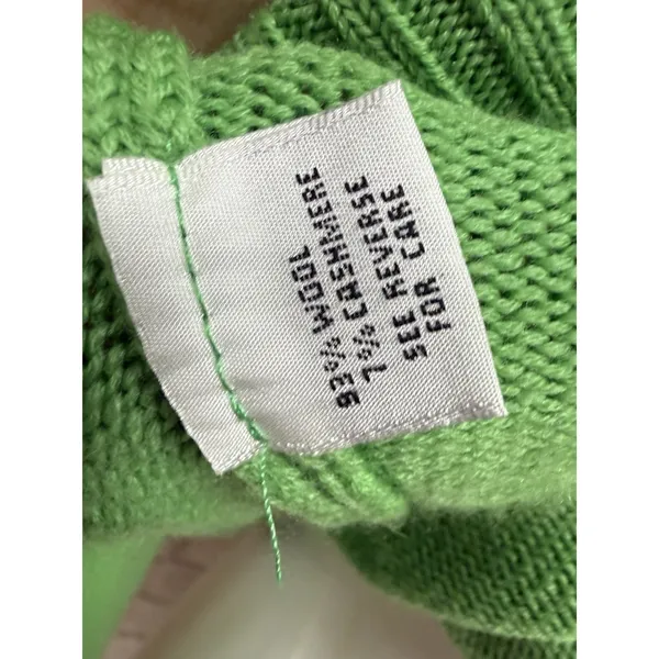 Talbots Green Wool Cashmere Cable Knit Detail V-Neck‎ Sweater Women's Size L - Image 6