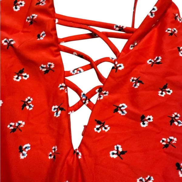 👙🔥 Billabong‎ Chili Red Lace-Up One Piece Swimsuit Small S Beachwear 🔥👙 - Image 5