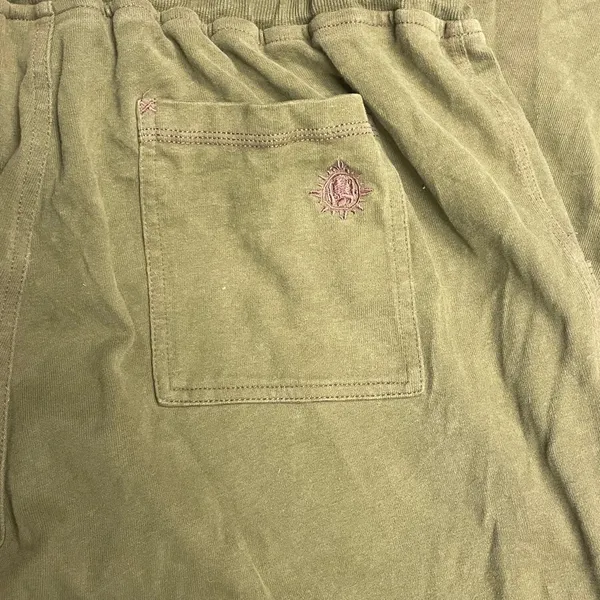 The Territory Ahead Olive Green Cotton Lounge Pants LX 29 Drawstring Wide Leg - Image 5