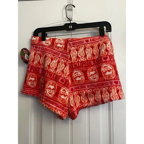 A Christmas Story Pink Red Plush Fleece Pajama Sleep Shorts Women’s Large NWT - Image 7