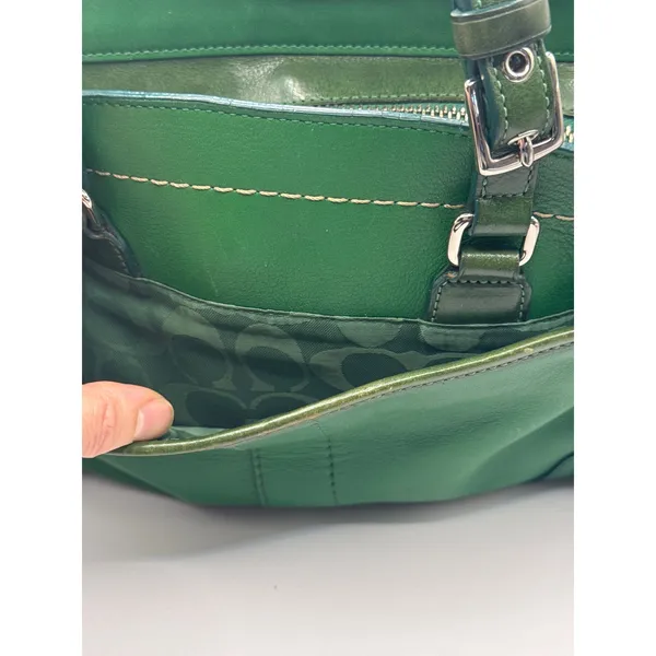 Vintage‎ Coach 7465 Hamilton Kelly Green Leather Satchel Handbag - Image 6