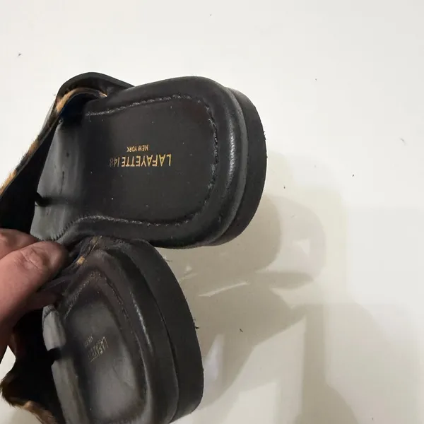 Lafayette 148 iris leopard print leather sandals‎ black brown size 36 - Image 6