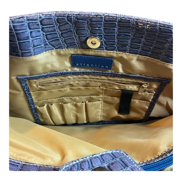 Attention Tote Bag Womens Large‎ Purple Croc Embossed Laptop Work Professional - Image 6