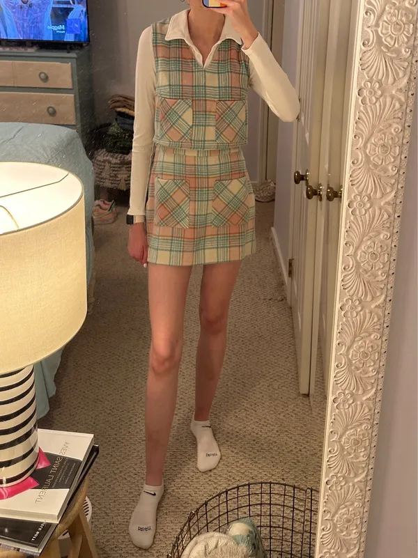 Luca + Grae Pastel Plaid Top and Skirt Set - Image 5