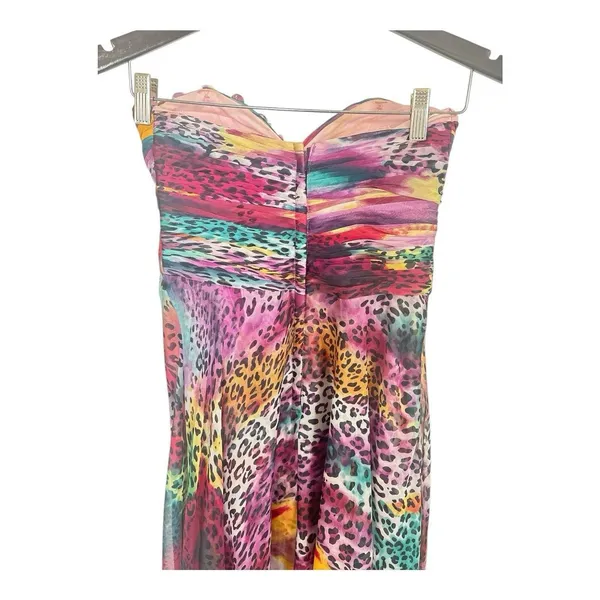 Tony Bowls Purple Watercolor Leopard‎ Print Prom Dress Strapless Formal Gown 2 - Image 10