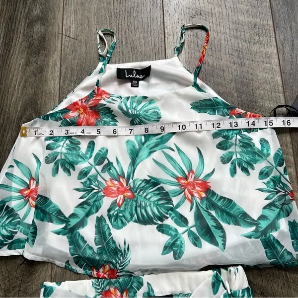 Lulu’s Evadne White and Teal Tropical Print Two-Piece Maxi Dress NWT Size XS - Image 10