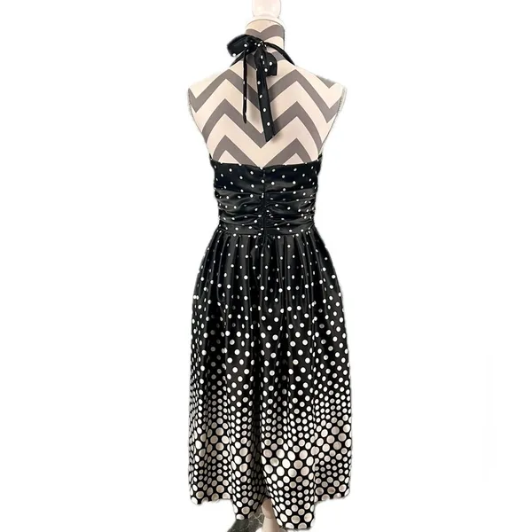 Eliza J Polka Dot Halter Dress - Size 6 NWT - Retro Fit & Flare Black White - Image 6