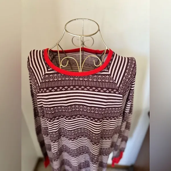 Aerie Long Sleeve Thermal Top Multicolor Fair Isle Size Large - Image 9