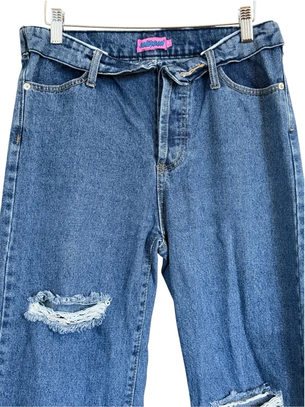 Edikted Roll Down Waist Distressed Baggy Jeans Women’s Size M Y2K - Image 2