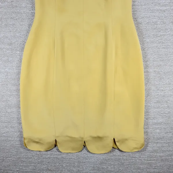 b Michael NY Silk Sheath Dress Size 6 Butter Yellow Scalloped Hem Classic Chic - Image 10