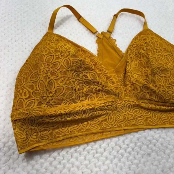 Aerie Dark Golden Yellow Lace Lined Adjustable Strap Bralette Brami Top XXL 2XL - Image 2