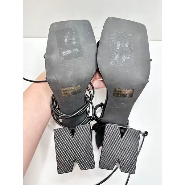 Wild Diva Sandals‎ Womens Size 9 Black Wraparound Square Toe Heels - Image 7