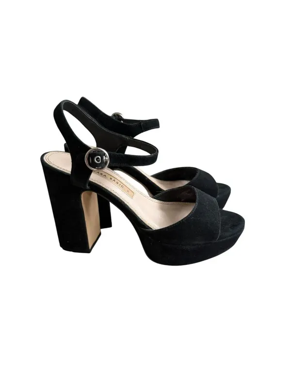 ZARA Black Ankle Strap Platform Heels Size 37 / US 6.5 - Image 2