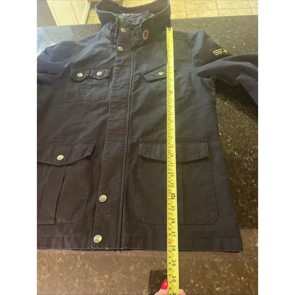 Wenven Woman's Black Coat‎ Jacket Parka Hood Military Style Sz Sm Pockets Patch - Image 9