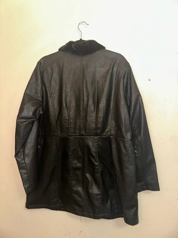 Black faux leather jacket baccini - Image 3